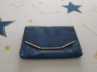 Bolso de mano, fiesta, de hombro, azul con cadena