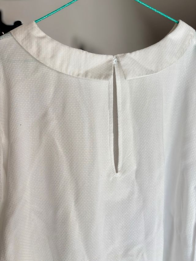 Blusa Mango Blanca Talla S Manga Tres Cuartos