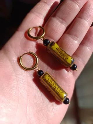 Pendientes Acero, Cerámica y Piedra Natural.