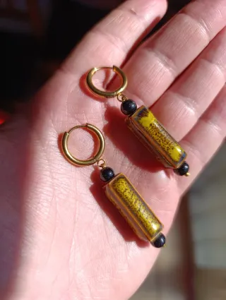 Pendientes Acero, Cerámica y Piedra Natural.