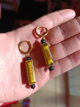 Pendientes Acero, Cerámica y Piedra Natural.