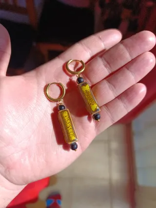 Pendientes Acero, Cerámica y Piedra Natural.