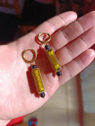 Pendientes Acero, Cerámica y Piedra Natural.