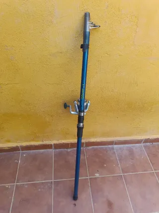 Caña y carrete de pesca