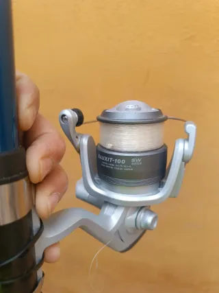 Caña y carrete de pesca