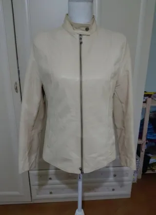 Giacca in vera pelle beige vintage Made in Italy