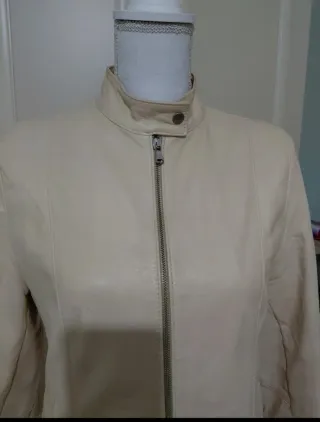 Giacca in vera pelle beige vintage Made in Italy