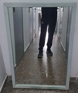 Espejo Marco Madera Azul  claro