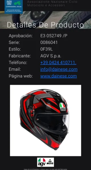 Casco Moto AGV Talla XS