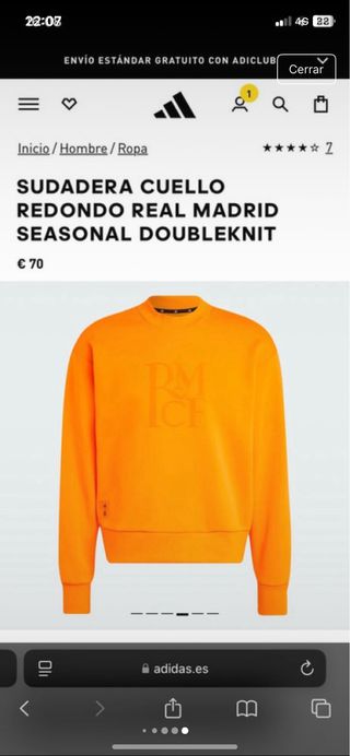 Sudadera Real Madrid Original Naranja