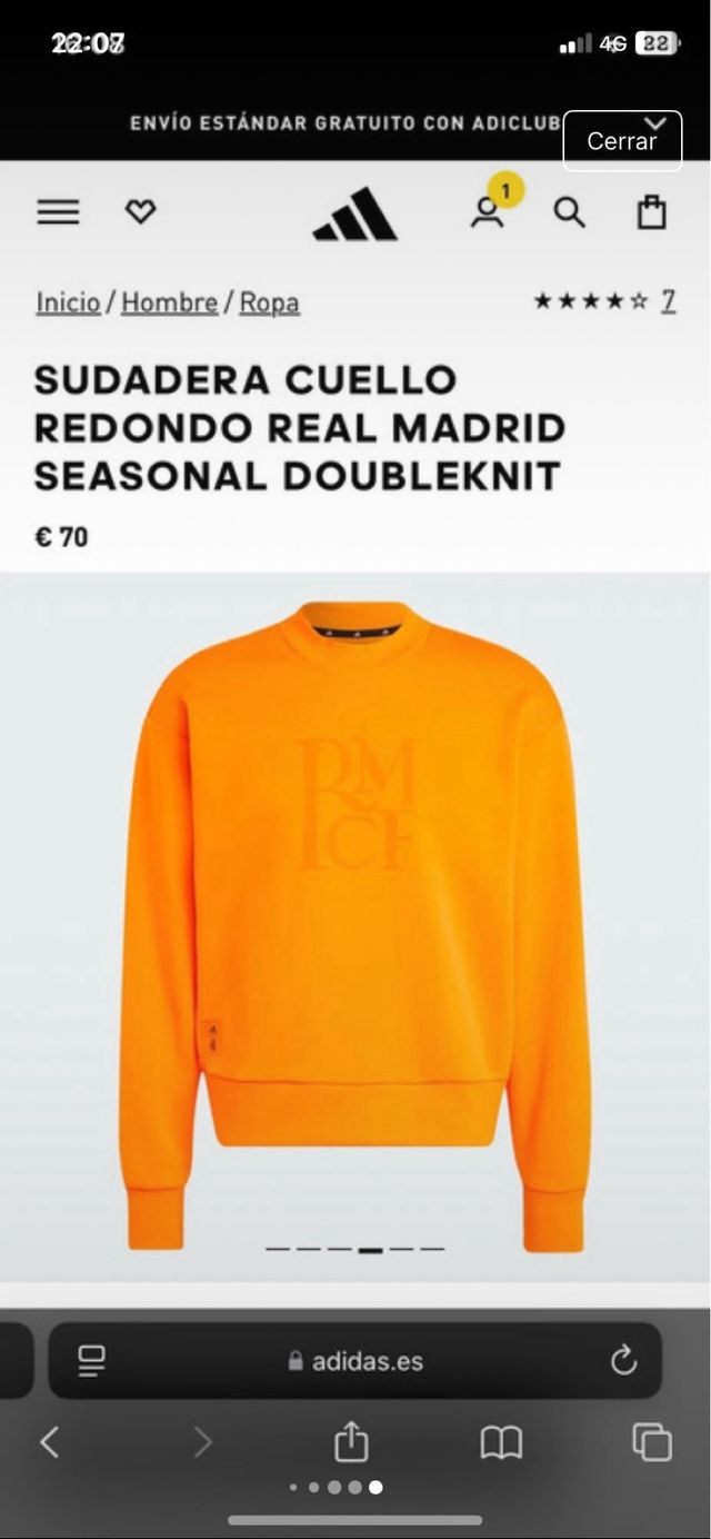 Sudadera Real Madrid Original Naranja