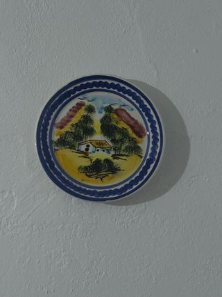 Plato decorativo floral pintado a mano