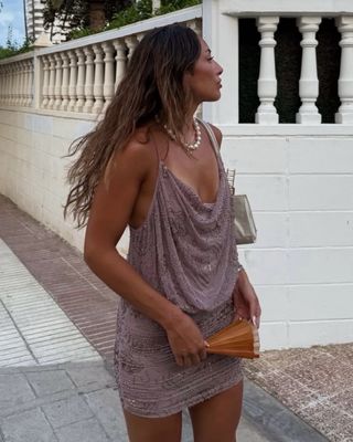 Vestido gasa pedrería