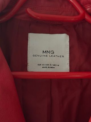 Chaqueta Biker Roja Mango Piel Genuina