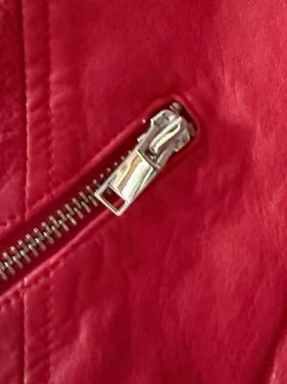 Chaqueta Biker Roja Mango Piel Genuina