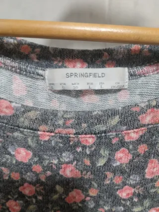 Vestido estampado floral gris y rosa