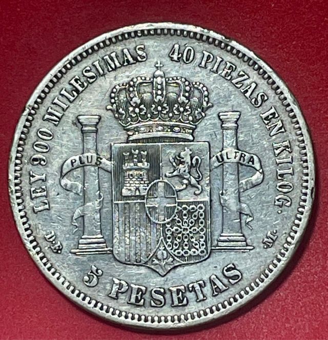 GRAN Moneda Plata Amadeo I Rey España 1871*18*74