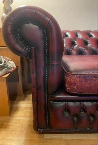 Sofá Chester Piel Rojo 3 Plazas