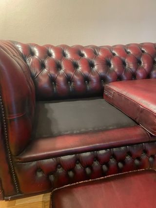 Sofá Chester Piel Rojo 3 Plazas