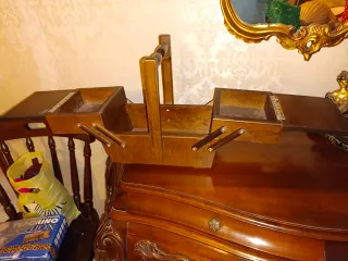 Cassetta cucito vintage in legno