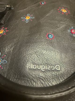 Bolso Desigual Negro Multicolor Bordado