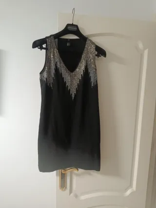 Vestido fiesta H&M negro lentejuelas talla S