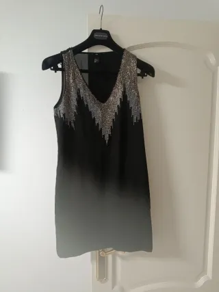 Vestido fiesta H&M negro lentejuelas talla S