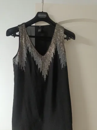 Vestido fiesta H&M negro lentejuelas talla S