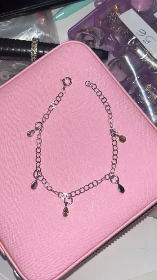 Pulsera Plata Ley con Piedras Multicolor 21cm