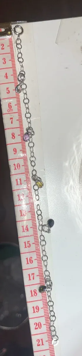 Pulsera Plata Ley con Piedras Multicolor 21cm