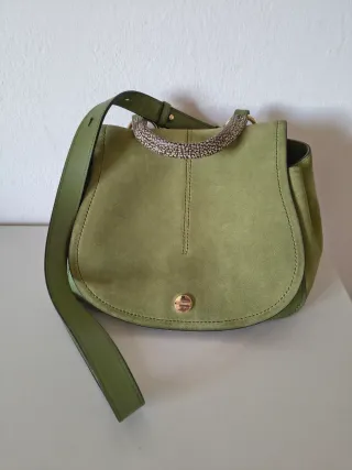 Borsa Borbonese Pelle Scamosciato Verde