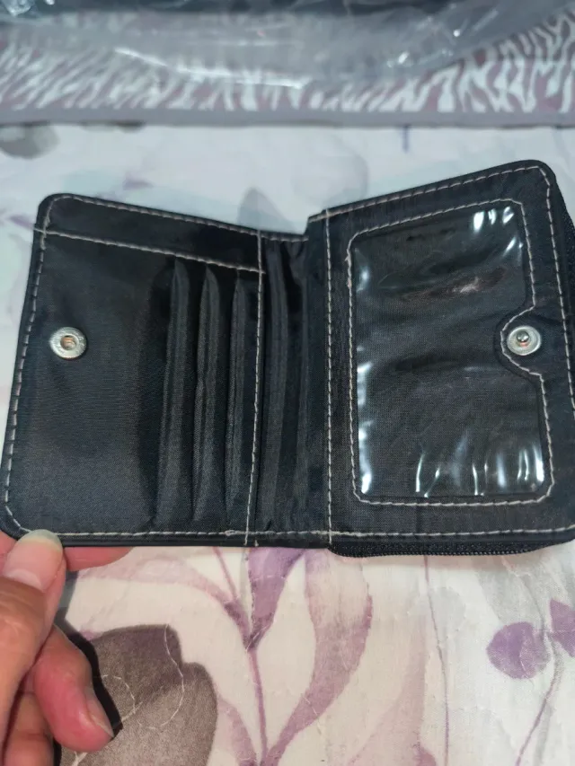 Monedero mujer negro y rosa