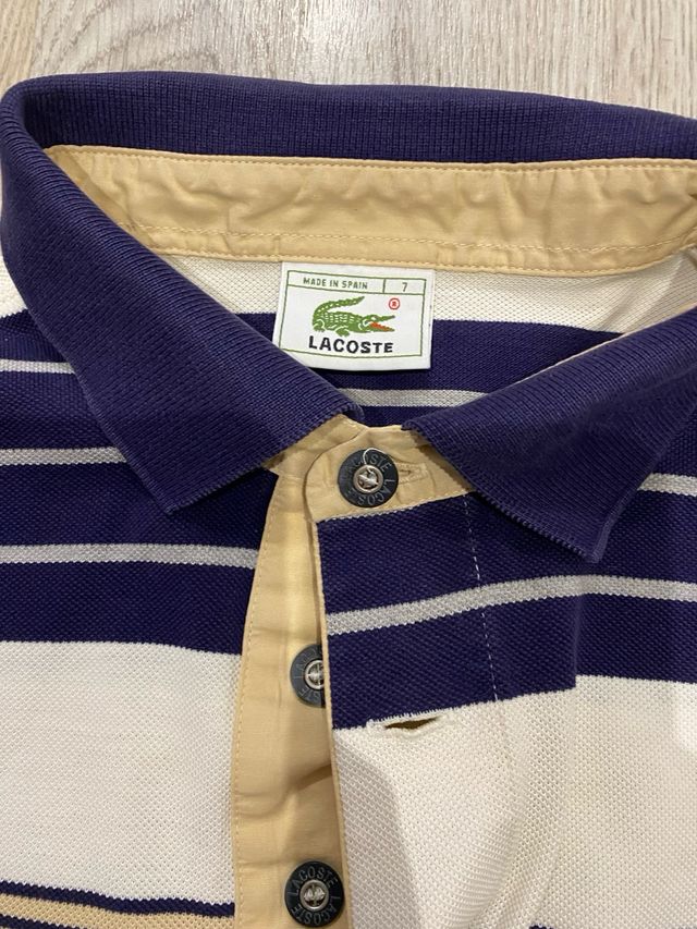 Polo Lacoste Rayas Azul y Blanco