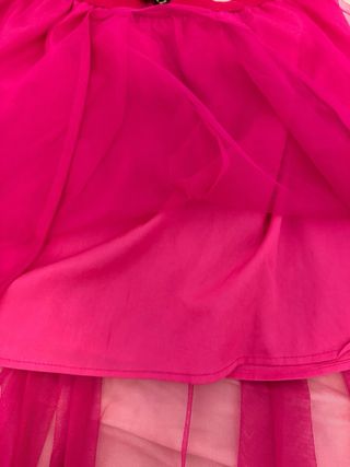 Vintage Falda larga tul rosa fucsia asimétrica