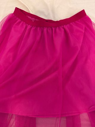 Vintage Falda larga tul rosa fucsia asimétrica