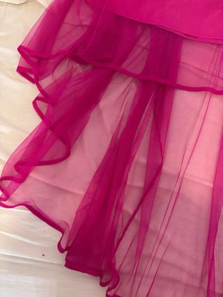Vintage Falda larga tul rosa fucsia asimétrica