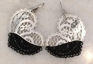 Pendientes Plata y Encaje Negro