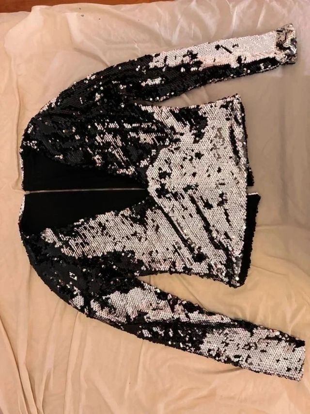 Top Lentejuelas Negro y Plateado