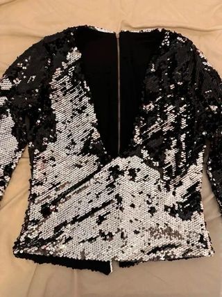 Top Lentejuelas Negro y Plateado