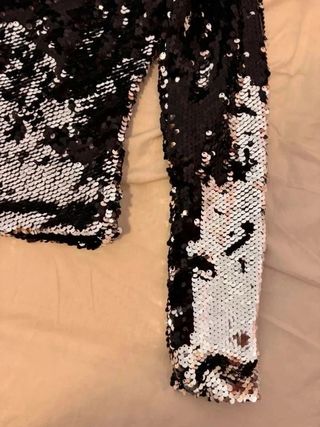 Top Lentejuelas Negro y Plateado