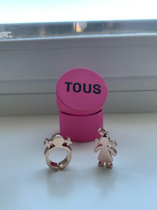 Conjunto Tous: Colgante y Anillo plata y oro rosa