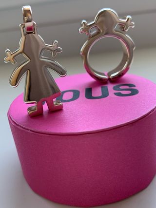 Conjunto Tous: Colgante y Anillo plata y oro rosa