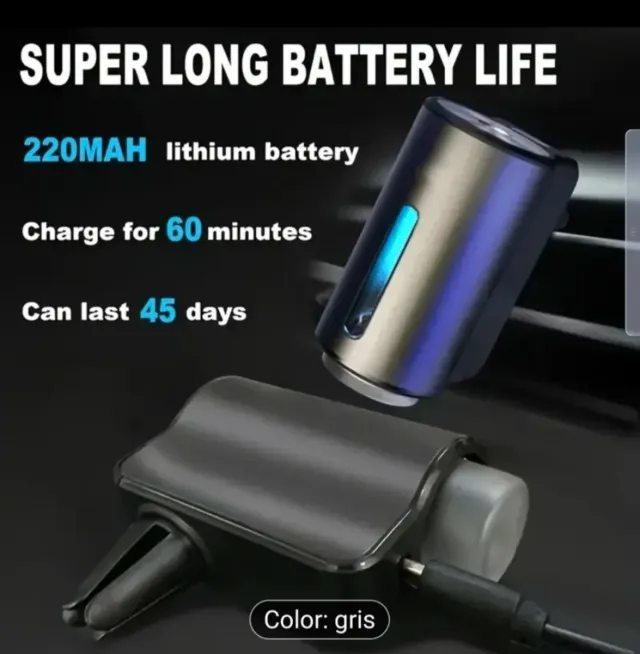 Ambientador automático para coche carga USB Gris