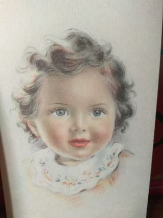 Postales antiguas dibujos pastel niñas