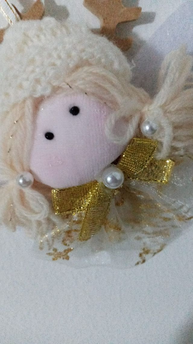 Decorazione Angelo Stoffa Legno