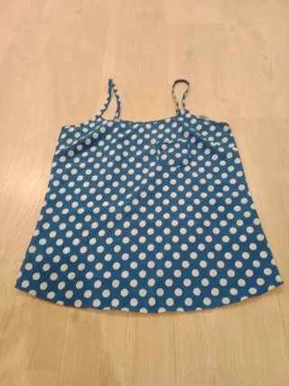 Camiseta tirantes azul lunares