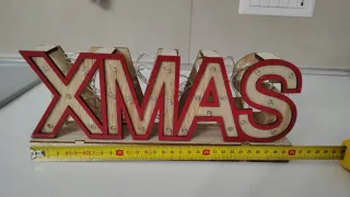 Scritta Luminosa XMAS in Legno