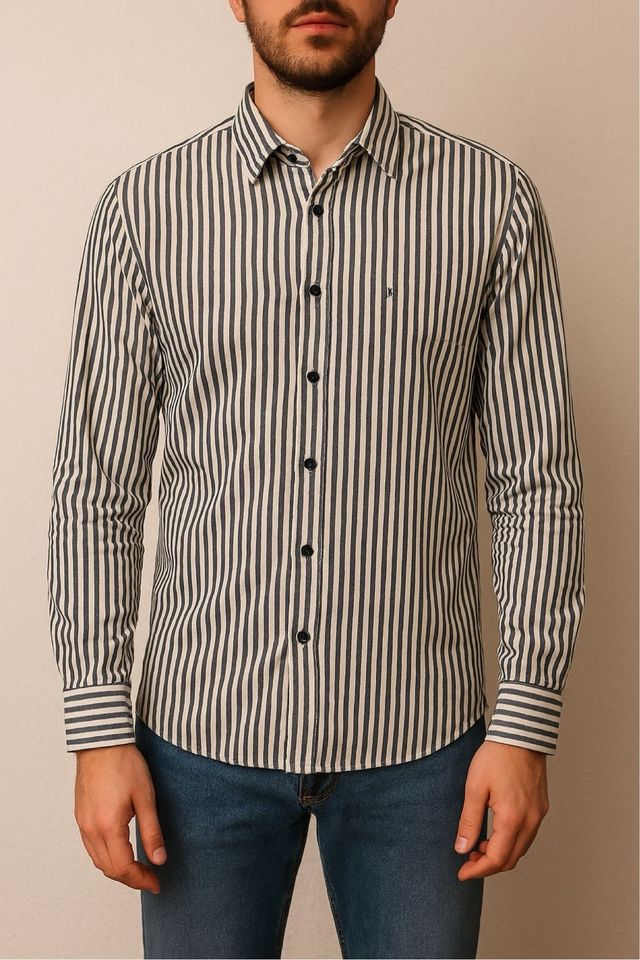 Camicia a righe uomo blu e bianco