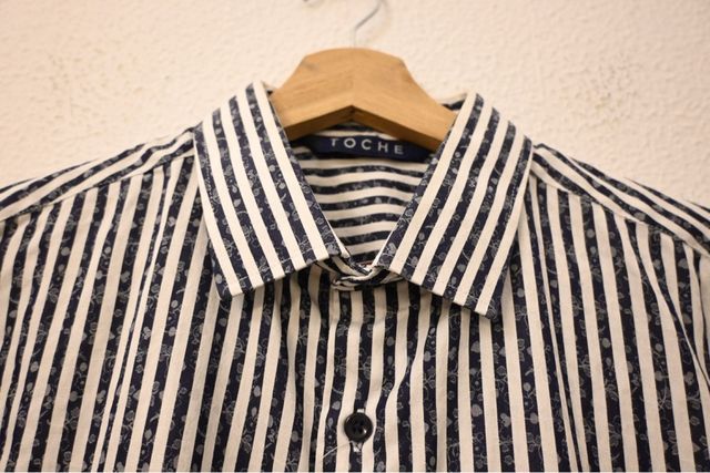 Camicia a righe uomo blu e bianco