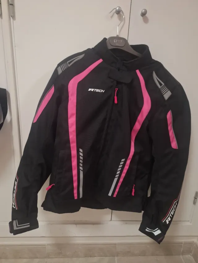 Chaqueta Moto Mujer Talla XL Negra/Rosa